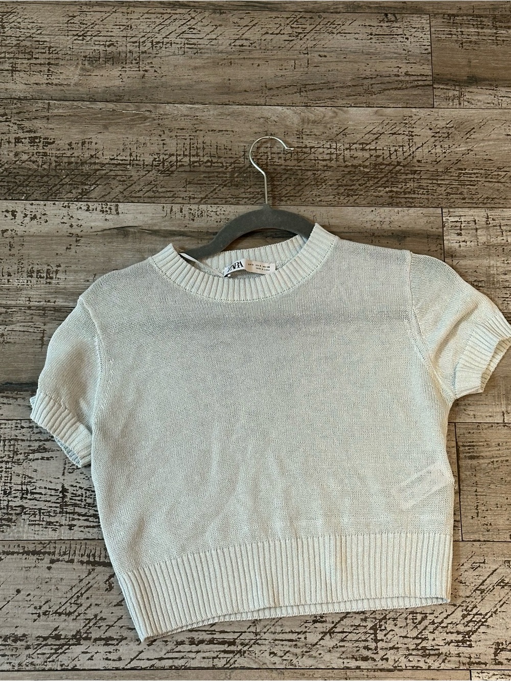 Zara Pale Blue Crewneck Knit Top